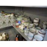 A large mixed lot to include cut glassware, various tea sets and other items