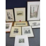 Gerald M Burn - Holyroad Palace, Edinburgh, an etching, 5 1/2" x 3 1/2", framed and others