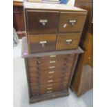 A Victorian mahogany collectors chest, 26 1/2" x 19 1/4"w, and a small four drawer tool chest, 12"