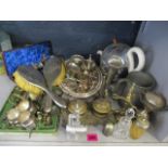 A selection of silver and silver plate to include a pewter tankard