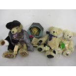 Four German Hermann teddy bears to include Purple Rose signing Tour bear, Princess Diana, Tuta-