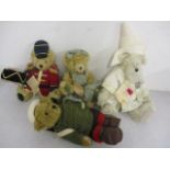 Four German Hermann teddy bears to include Father Time, Rambling Ronnie, Little Chicken Mummy and