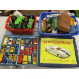 A collection of toys cars to include two Matchbox series collectors cases containing mixed