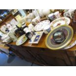 A mixed lot to include a Noritake 'Regency Gold' part teaservice, plated clocks, pictures and