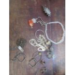 A silver and yellow metal and costume jewellery to include earrings, pendants, necklaces, inset