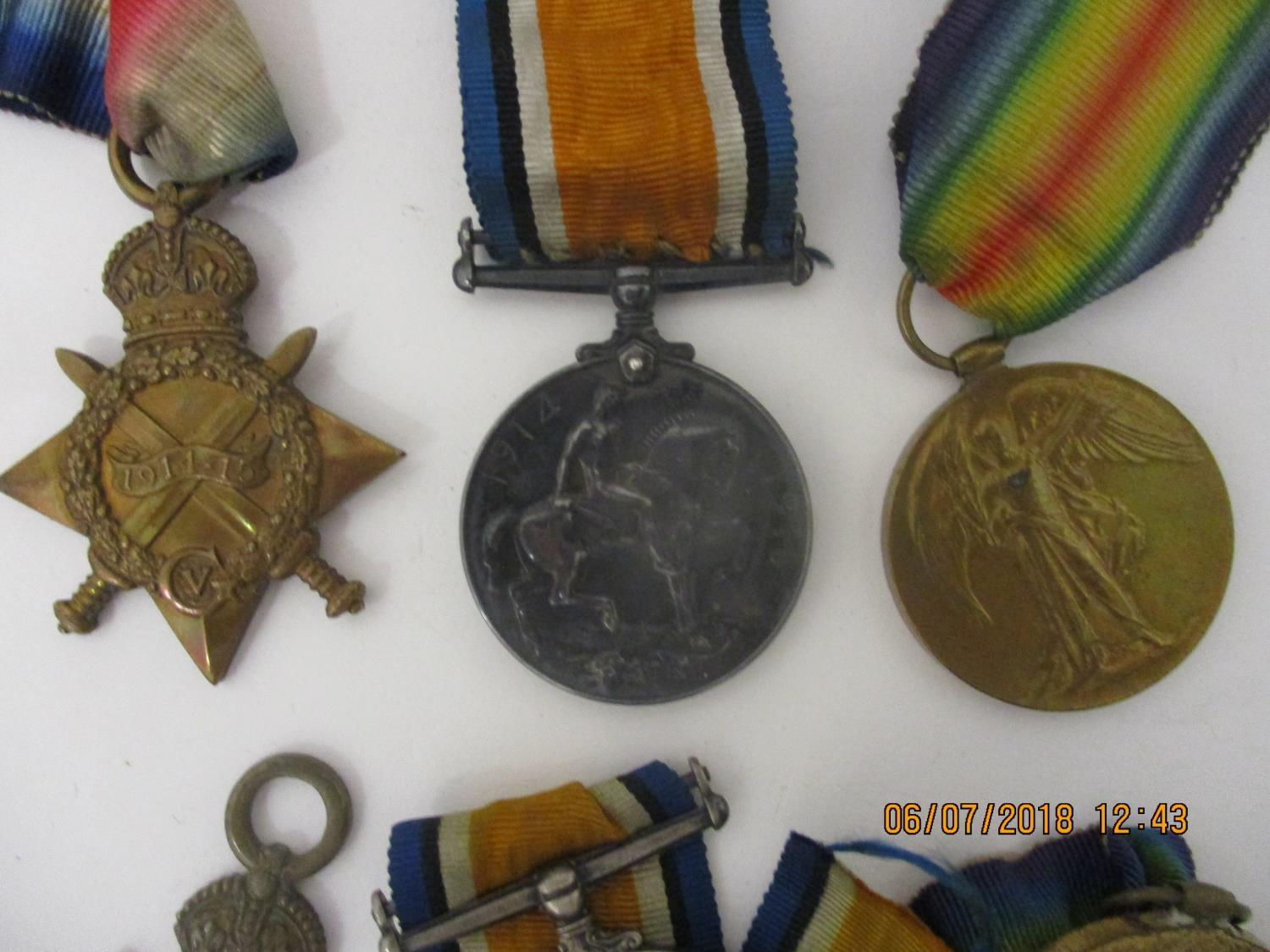 Three groups of WW1 Victory British War and 1914-1915 Star medals, one set inscribed 1442 PTE T - Image 4 of 7