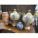 Oriental ceramics to include a pair of Satsuma vases, Kutani vase and a ginger jar A/F