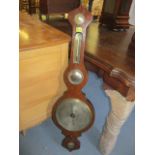 A Victorian oak wheel barometer A/F, 41"h and two 19th century figures to include an early 19th