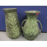 Two La Castelana Artistic ceramic vases, one with twin handles