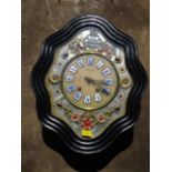 A 19th century French wall clock in a lacquered case, the dial inscribed C Henry Lepanges, 24" h x