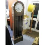An early 20th century oak long case clock, 72" h