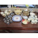 A quantity of table ceramics to include Booths Real Old Willow coffee cans and saucers, Wedgwood
