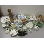 A large quantity of miscellaneous ceramics to include Royal Crown Derby pin dishes and dressing
