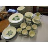 A hand painted Pool pottery part dinner service