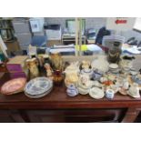 A quantity of Victorian and later ceramics to include a Devonware pottery jug