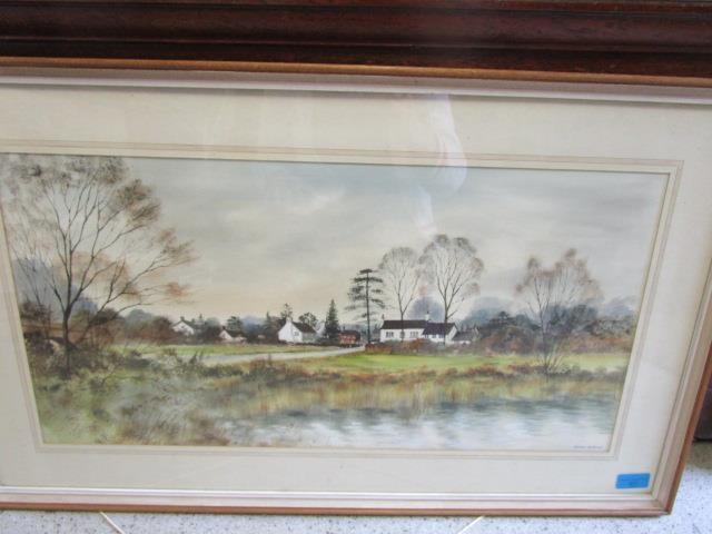 Derek Eastoe - Cookham Moor, Winter, watercolour, signed, artist label verso, 12 1/2" x 24 1/2" - Image 3 of 4