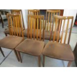 A set of six retro G-Plan teak slat back chairs