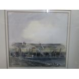 David Bellamy - Clovelly Harbour, watercolour, signed, 8" x 8 1/2", glazed frame