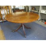 Circa 1900 a circular, cross banded breakfast table with acanthus carved base