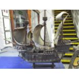 A model galleon on a stand, 26" h