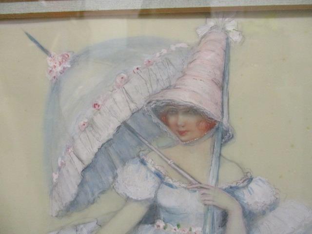 Late 19th century French School - a full length portrait of a girl wearing a bonnet and a large - Image 2 of 6