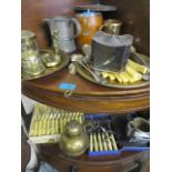 A small quantity of mixed metal ware to include a tankard