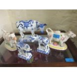 Mixed cow creamers to include reproduction Delft creamers