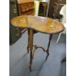 A late Victorian rosewood Sheraton revival envelope table, inlaid with mother of pearl, 27" h, A/F