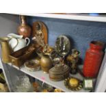 A mixed lot to include a Looping travel clock, a German vase, metalware and other items