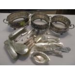 Mixed silver and silver plate to include a silver dressing table set, a silver tooth pick and