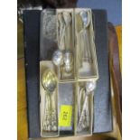 Silver and silver plated teaspoons to include six with blue enamelled handles, relating to India and