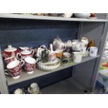 A mixed lot of ceramics to include a Wedgwood Moselle part teaservice, commemorative mugs and