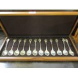 A set of twelve silver 'The Royal Society for the Protection of Birds' spoon collection