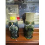 A pair of Doulton stoneware vase, 9" h