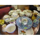 A Minton Haddon Hall part teaset, a Royal Worcester Evesham oven dish, Victorian jugs and mixed