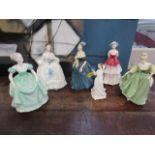 A group of Royal Doulton and Coalport lady figurines (6)