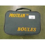 A Proteam bowles set in a carrying case