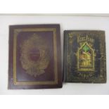 A mid Victorian Excelsior Album with a tooled, gilt, black leather binding, hand written verse and