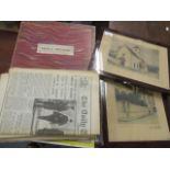 Mixed newspapers, two signed prints and two folding maps