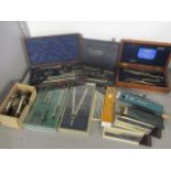 A collection of technical drawing instruments