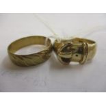 Two 9ct gold rings to include one in the form of a belt buckle