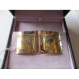 Peter Wong - a pair of contemporary yellow metal earrings, 1.2" x 1.4", marked 750, 16.93g total