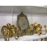 A pair of Christopher Ray Italian gilt metal and wooden wall lights and an early 20th century