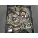 A selection of silver and white metal ear hoops and various other earrings to include those set with