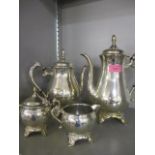 A silver plated four piece teaset