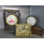 Three clocks to include an early 20th century mahogany cased, eight day mantle clock