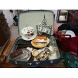 A mixed lot to include silver plate tableware, ceramics, bathroom furniture and other items