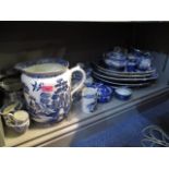 A quantity of mixed blue and white china to include serving/meat plates and a selection of large and