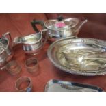 A quantity of silver plated items and white metal to include a canteen of cutlery and a