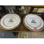 Two Eschenback porcelain Queen Elizabeth II Cunard Line Millennium cruise wall plates